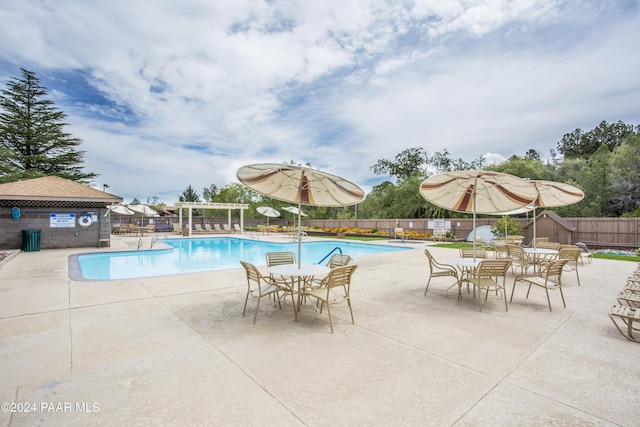 view of pool featuring a patio area