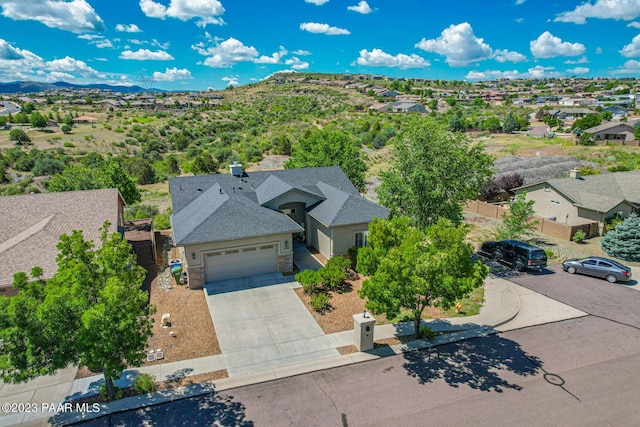 bird's eye view with a mountain view