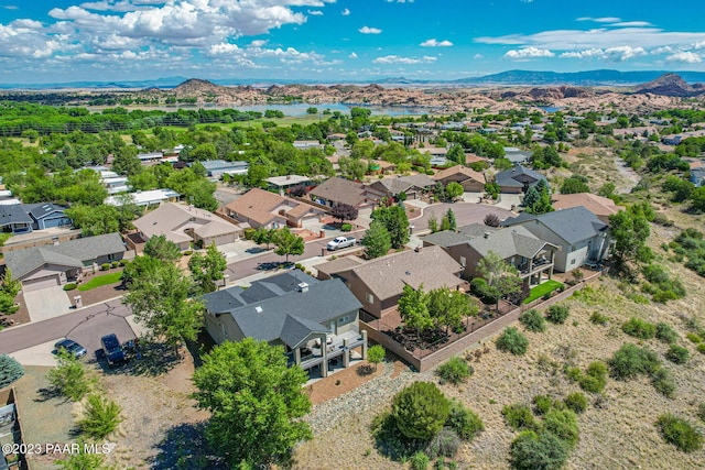 aerial view with a mountain view