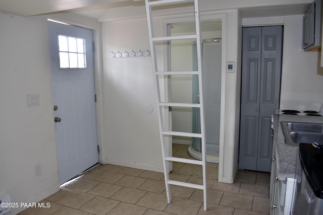 interior space with light tile patterned floors