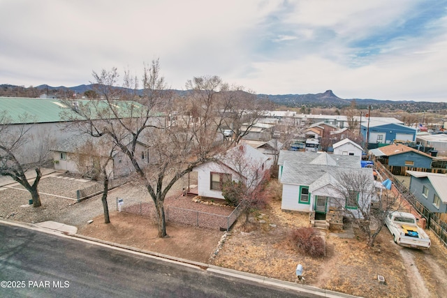 bird's eye view with a residential view and a mountain view