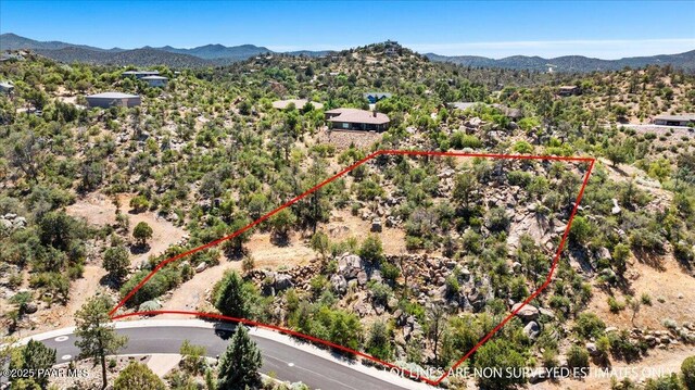 2108 Burlwood Dr, Prescott, AZ 86305 - view of property location featuring property boundaries highlighted and a mountainous background