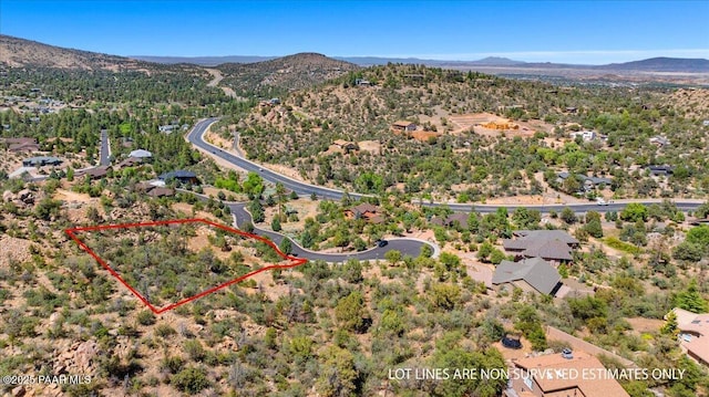2108 Burlwood Dr, Prescott, AZ 86305 - view of property location with property boundaries highlighted and mountains
