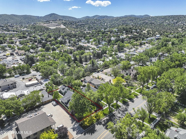 aerial view with a mountain view