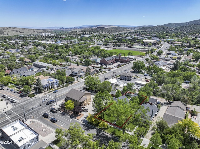 aerial view with a mountain view