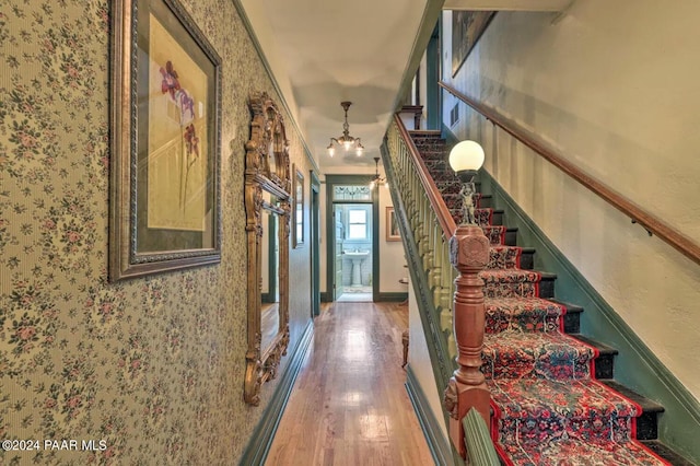 interior space with hardwood / wood-style floors and ornamental molding