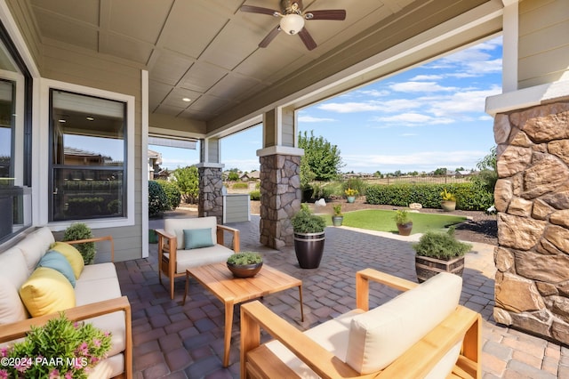 view of patio / terrace featuring outdoor lounge area and ceiling fan