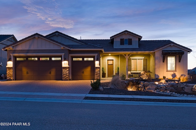 view of front of house with a garage