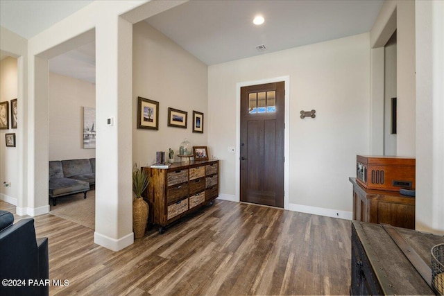 foyer with hardwood / wood-style flooring