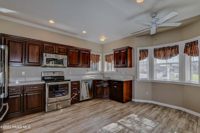 1836 Bond Cir, Prescott Valley, AZ 86314 - kitchen featuring ceiling fan, stainless steel appliances, light countertops, and wood finish floors