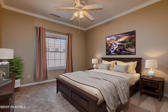 1836 Bond Cir, Prescott Valley, AZ 86314 - bedroom with baseboards, crown molding, visible vents, and light colored carpet