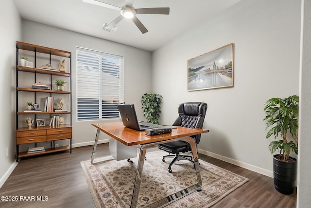5248 Tranquil Bluff Way, Prescott, AZ 86301 - office space featuring dark wood finished floors, baseboards, and ceiling fan