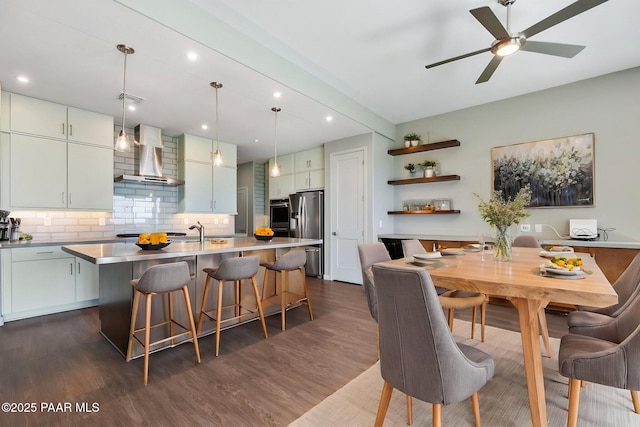 5248 Tranquil Bluff Way, Prescott, AZ 86301 - dining space featuring dark wood-type flooring, a ceiling fan, and recessed lighting