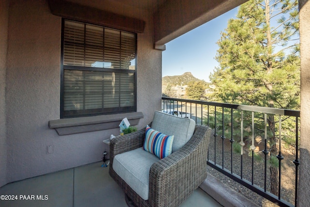 balcony featuring a mountain view