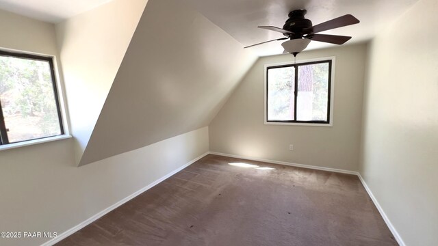 885 S Rancho Vista Dr, Prescott, AZ 86303 - bonus room with a ceiling fan, baseboards, carpet floors, and lofted ceiling