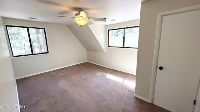 885 S Rancho Vista Dr, Prescott, AZ 86303 - additional living space with a ceiling fan, carpet floors, baseboards, and vaulted ceiling
