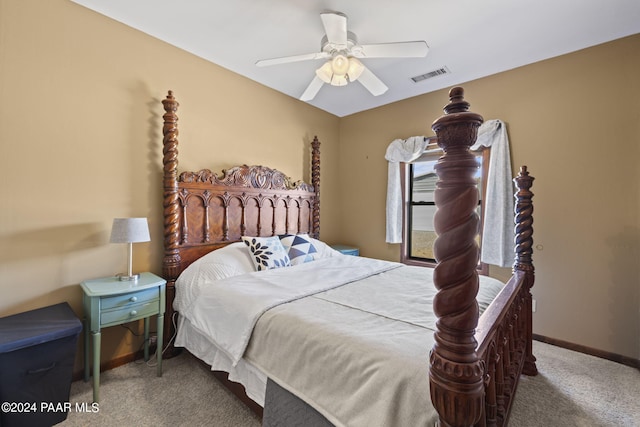 bedroom with carpet floors and ceiling fan