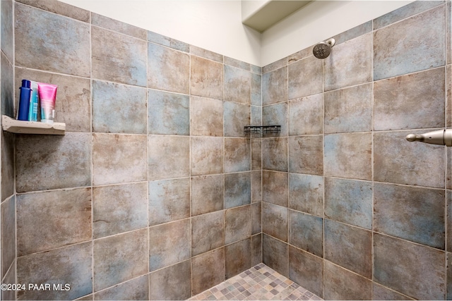 details with a tile shower