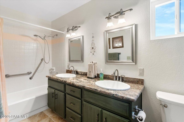 4860 N Treasure Cir, Prescott Valley, AZ 86314 - full bathroom featuring shower / bath combination, toilet, and double vanity