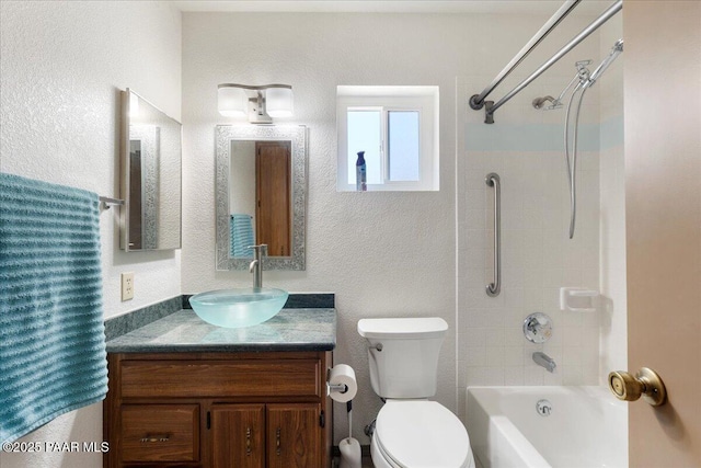 4860 N Treasure Cir, Prescott Valley, AZ 86314 - full bath featuring vanity, toilet, tub / shower combination, and a textured wall