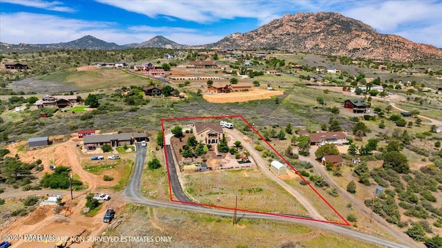2360 W Bridle Path Rd, Prescott, AZ 86305 - aerial view of property's location featuring property parcel outlined and mountains