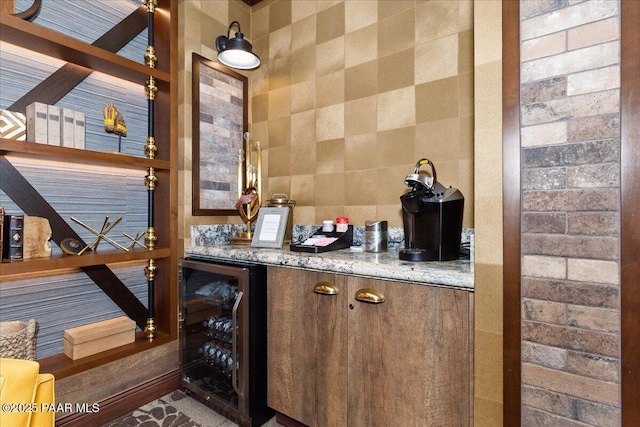 5510 N Foster Pl, Prescott Valley, AZ 86314 - indoor wet bar featuring wine cooler and tile walls