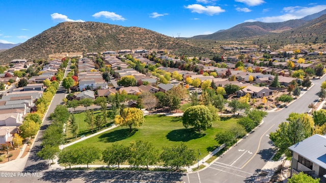 birds eye view of property featuring a mountain view