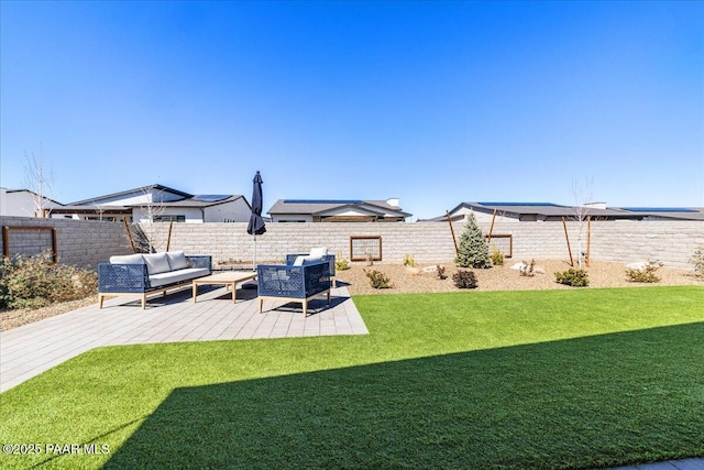 5746 E Wolcott Trl, Prescott Valley, AZ 86314 - view of yard with outdoor lounge area, a patio area, and a fenced backyard