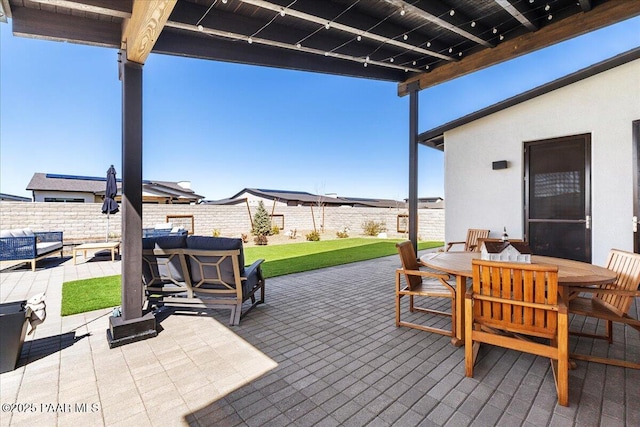 5746 E Wolcott Trl, Prescott Valley, AZ 86314 - view of patio / terrace featuring outdoor dining space and a fenced backyard