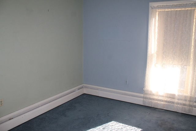 empty room with dark colored carpet