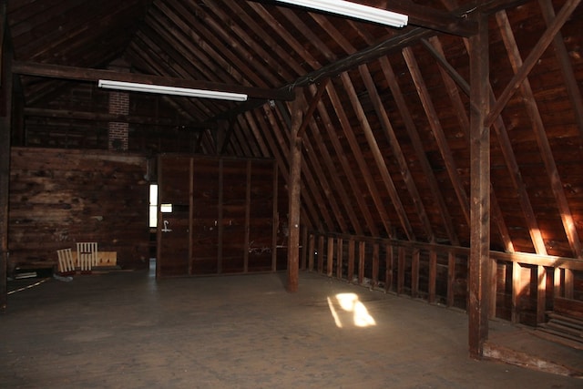 view of unfinished attic