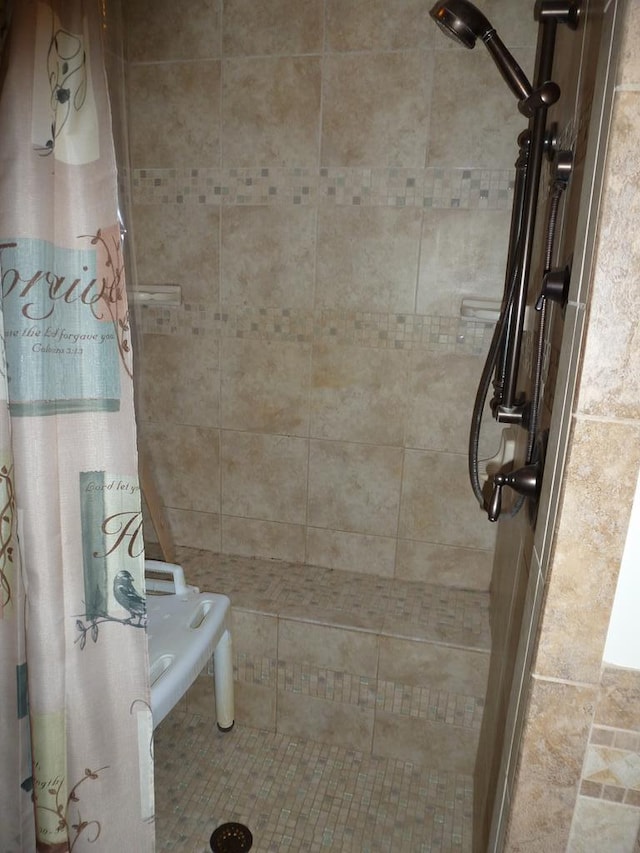 bathroom featuring a shower with curtain