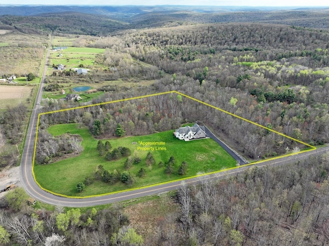 birds eye view of property with a rural view