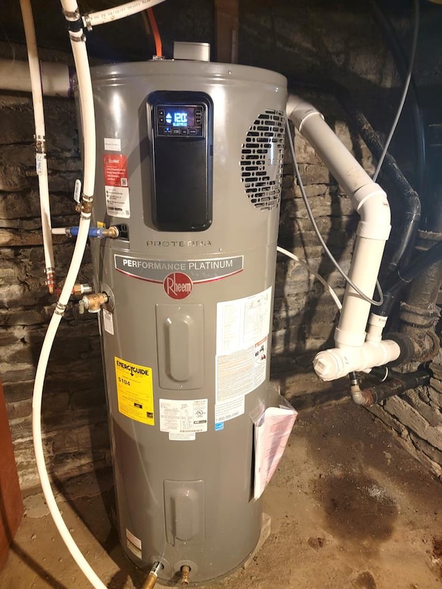 utility room featuring water heater