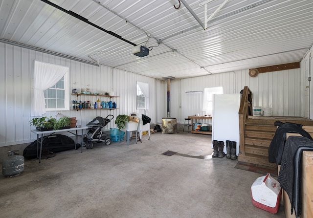 garage with a garage door opener