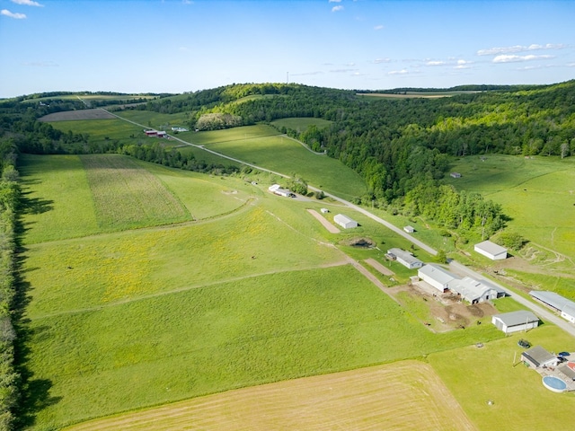 drone / aerial view with a rural view