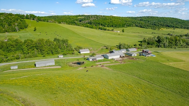 drone / aerial view with a rural view