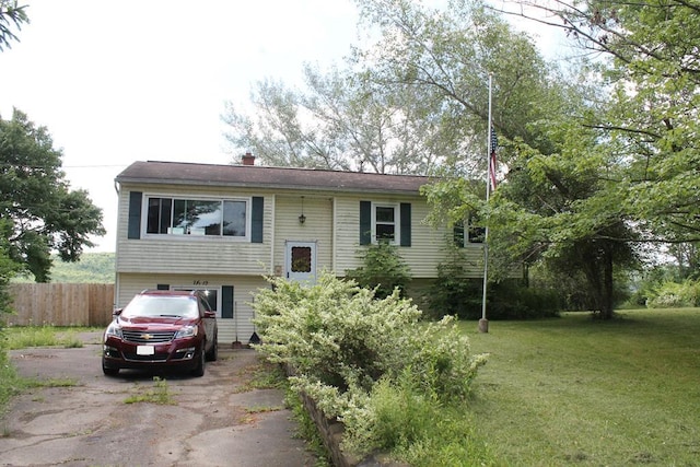 view of front of home with a front yard