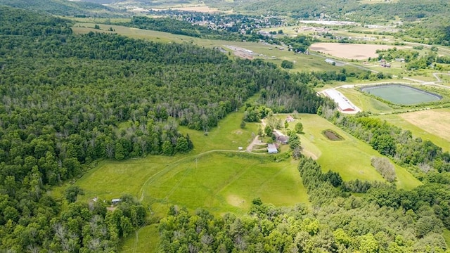 birds eye view of property with a rural view