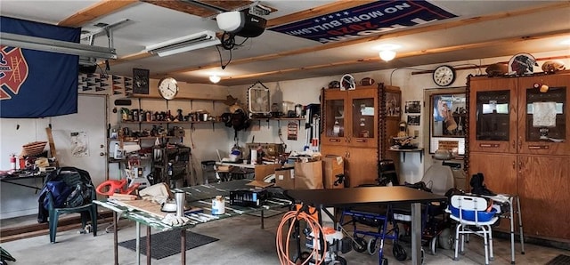 interior space featuring a workshop area and concrete floors