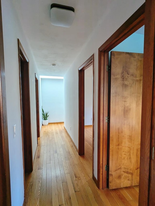 hall with light wood-type flooring