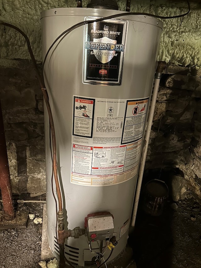 utility room featuring water heater