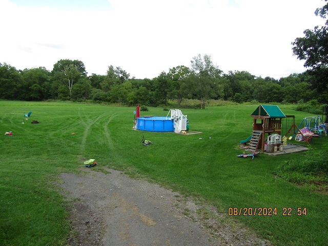 view of yard with a playground