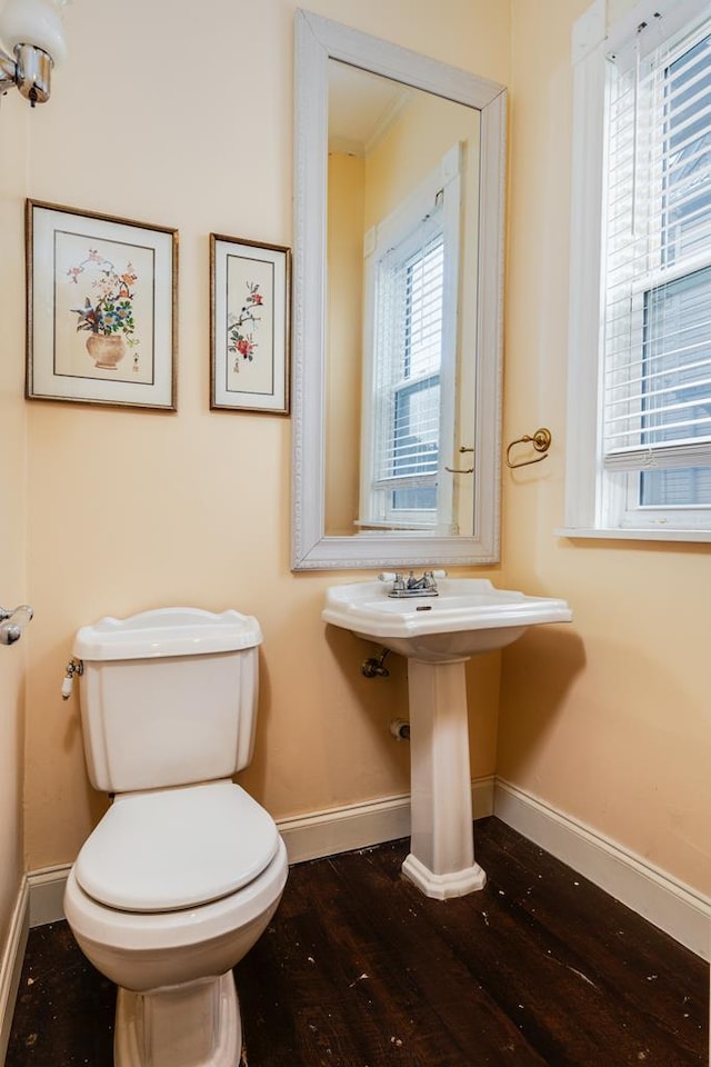 bathroom featuring hardwood / wood-style floors and toilet