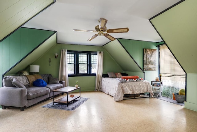 bedroom featuring ceiling fan