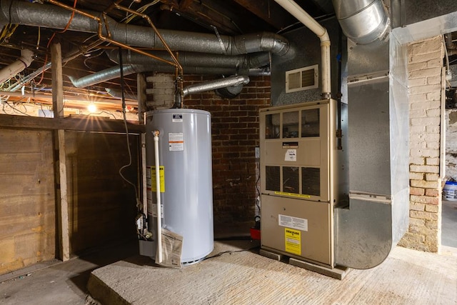 utility room with water heater