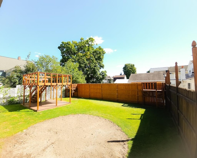 view of yard featuring a deck