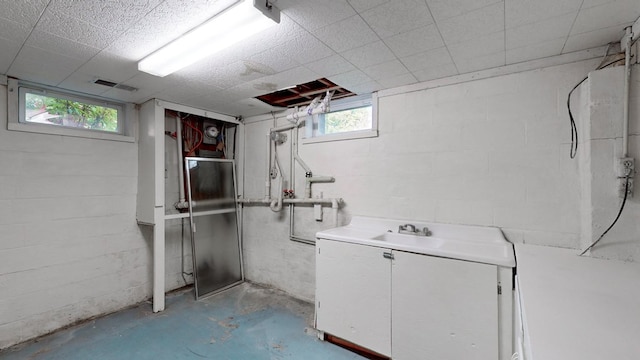 basement with sink