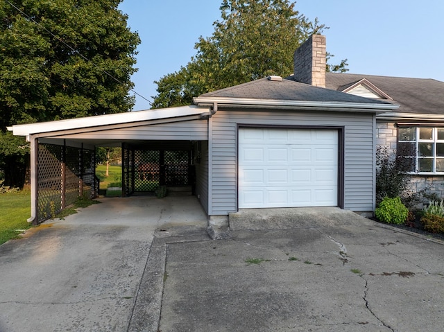 garage with a carport