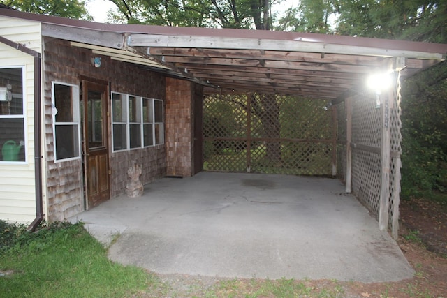 view of patio featuring a carport